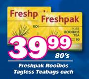 Freshpak Rooibos Tagless Teabags-80's Pack Each