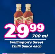 Wellington's Sweet Chilli Sauce-700ml Each