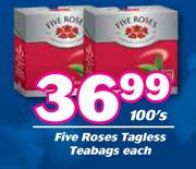 Five Roses Tagless Teabags-100's Pack Each