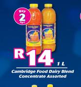 Cambridge Food Dairy Blend Concentrated Assorted-For 2 x 1Ltr