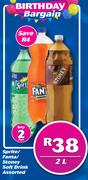 Sprite/Fanta/Stoney Soft Drink Assorted-For 2 x 2Ltr