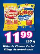 Willards Cheese Curls/Flings Assorted-150g Each