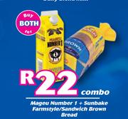 Mageu Number1 + Sunbake Farmstyle/ Sandwich Brown Bread Combo-For Both
