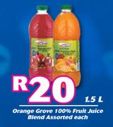 Orange Grove 100% Fruit Juice Blend Assorted-1.5Ltr Each