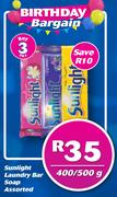 Sunlight Laundry Bar Soap Assorted- For 3 x 400/500g