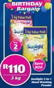 Sunlight 2-In-1 Hand Washing Powder-For 2 x 3Kg