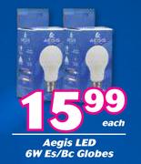 Aegis LED 6W ES/BC Globe-Each