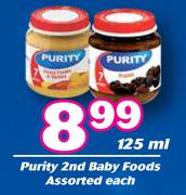 Purity 2nd Baby Foods Assorted-125ml Each