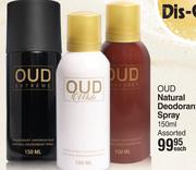 OUD Natural Deodorant Spray Assorted-150ml Each