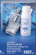  Lentherric Solo Ice Gift Set (Parfum Pour Homme 50ml Plus Deodorant Body Spray 150ml)-Per Set