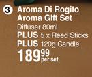 Aroma Di Rogito Aroma Gift Set (Diffuser 80ml Plus 5 x Reed Sticks Plus 120g Candle)-Per Set 