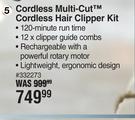Wahl Cordless Multi Cut Cordless Hair Clipper Kit