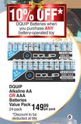 DQUIP Alkaline AA or AAA Batteries Value Pack 24 Pack - Per Pack