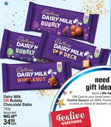 Cadbury Dairy Milk Or Bubbly Chocolate Slabs Assorted-150g Each