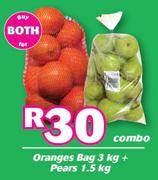 Oranges Bag 3Kg + Pears 1.5Kg-Combo