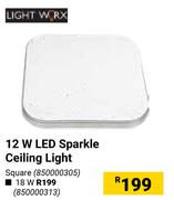 Lightworx 12W LED Sparkle Ceiling Light Square