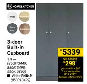 Home & Kitchen 3 Door Built In Cupbord 1.8m White