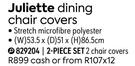 Juliette Dining Chair Covers 2 Piece Set 2 Chair Covers 829204