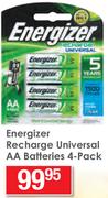 Energizer Recharge Universal AA Batteries 4 Pack