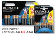 Duracell Ultra Power Batteries AA 6+2 Free