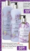 Moisturising Bath Foam Or Luxury Hydrating Shower Creme Or Luxury Hand Wash Assorted-500ml Each