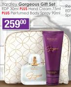 Yardley Gorgeous Gift Set EDP 30ml+ Hand Cream 75ml+ Perfumed Body Spray 90ml