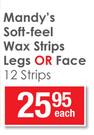 Mandy's Soft-Feel Wax Strips Legs Or Face 12 Strips-Each