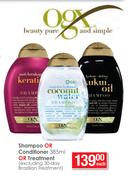 OGX Beauty Pure And Simple Shampoo Or Conditioner-385ml Or Treatment Each