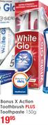 White Glo Bonus X Action Toothbrush Plus Toothpaste-150g