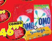 OMO Regular 2gk Or Comfort Hand Washing Powder 1.8kg + Sunlight Laundry Bar Soap 500g