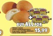 Freshly Baked White Hamburger Rolls 6 Per Pack + Renown Gold Liver Spread 2x100g