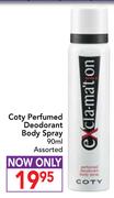 Coty Perfumed Deodorant Body Spray Assorted-90ml