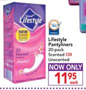  Lifestyle Pantyliners 20's Pack Scented Or Unscented-Each