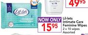 Lil-Lets Intimate Care Feminine Wipes Assorted-2x10 Wipes