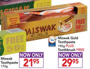 Miswak Gold Toothpaste-190g + Toothbrush Free