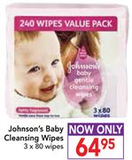 Johnson's Baby Cleansing Wipes-3x80 Wipes