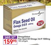 Omega Select Flax Seed Oil Omega 3:6:9 1000mg 180 Softgels