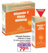 Lifestyle Nutrition Vitamin C Fizzy 30 Effervescent Tablets Plus 10 Free