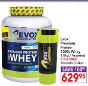 Evox Premium Protein 100% Whey Assorted-1.8kg Plus Free Tornado Shaker