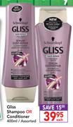 Gliss Shampoo Or Conditioner Assorted-400ml Each
