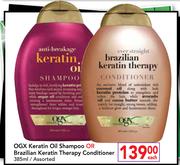 OGX Keratin Oil Shampoo Or Brazilian Keratin Therapy Conditioner Assorted-385ml Each