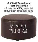 Tweed Faux Leather Ottoman 828160