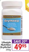 Lifestyle Nutrition Erythritol-250g