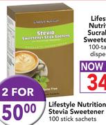 Lifestyle Nutrition Stevia Sweetener-2x100 Stick Sachets