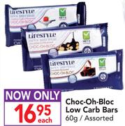 Choc-Oh-Bloc Low Carb Bars Assorted-60g Each
