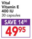 Vital Vitamin E 400 IU-30 Capsules