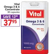 Vital Omega 3 & 6 Concentrate-30 Capsules