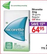 Nicorette 2mg Regular Or Mint-30 Gums Each