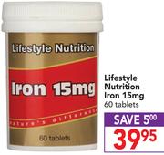 Lifestyle Nutrition Iron 15mg-60 Tablets