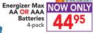 Energizer Max AA Or AAA Batteries-4's pack